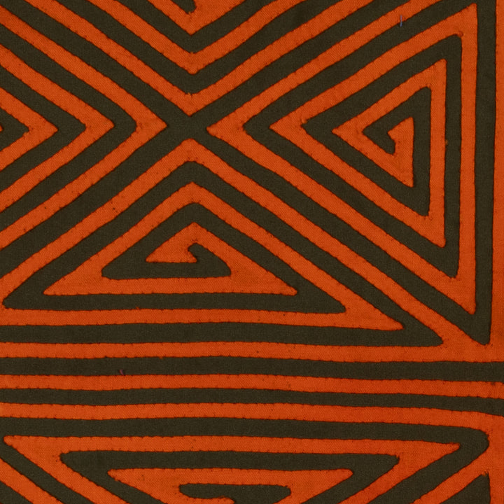 Vintage Orange And Black Four Square Mola
