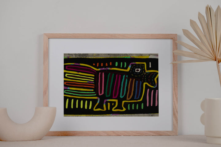Traditional Black And Yellow Bird Mola