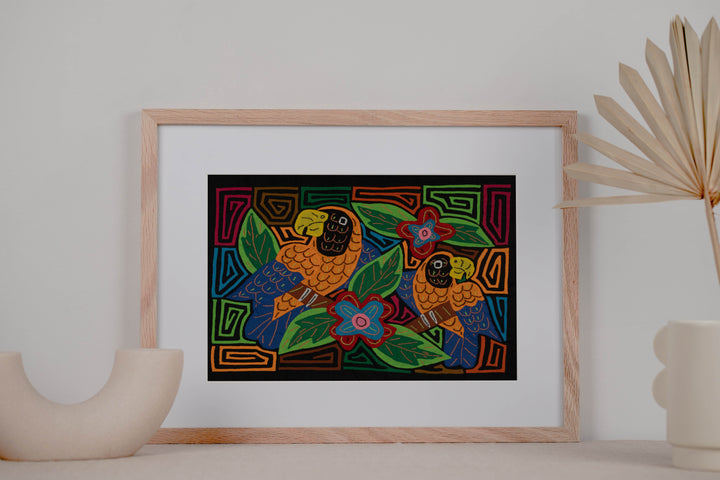 Fantasy Orange And Blue Two Parrot Bird Mola