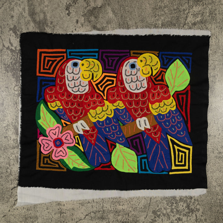 Fantasy Red Blue And Yellow Two Parrot Mola