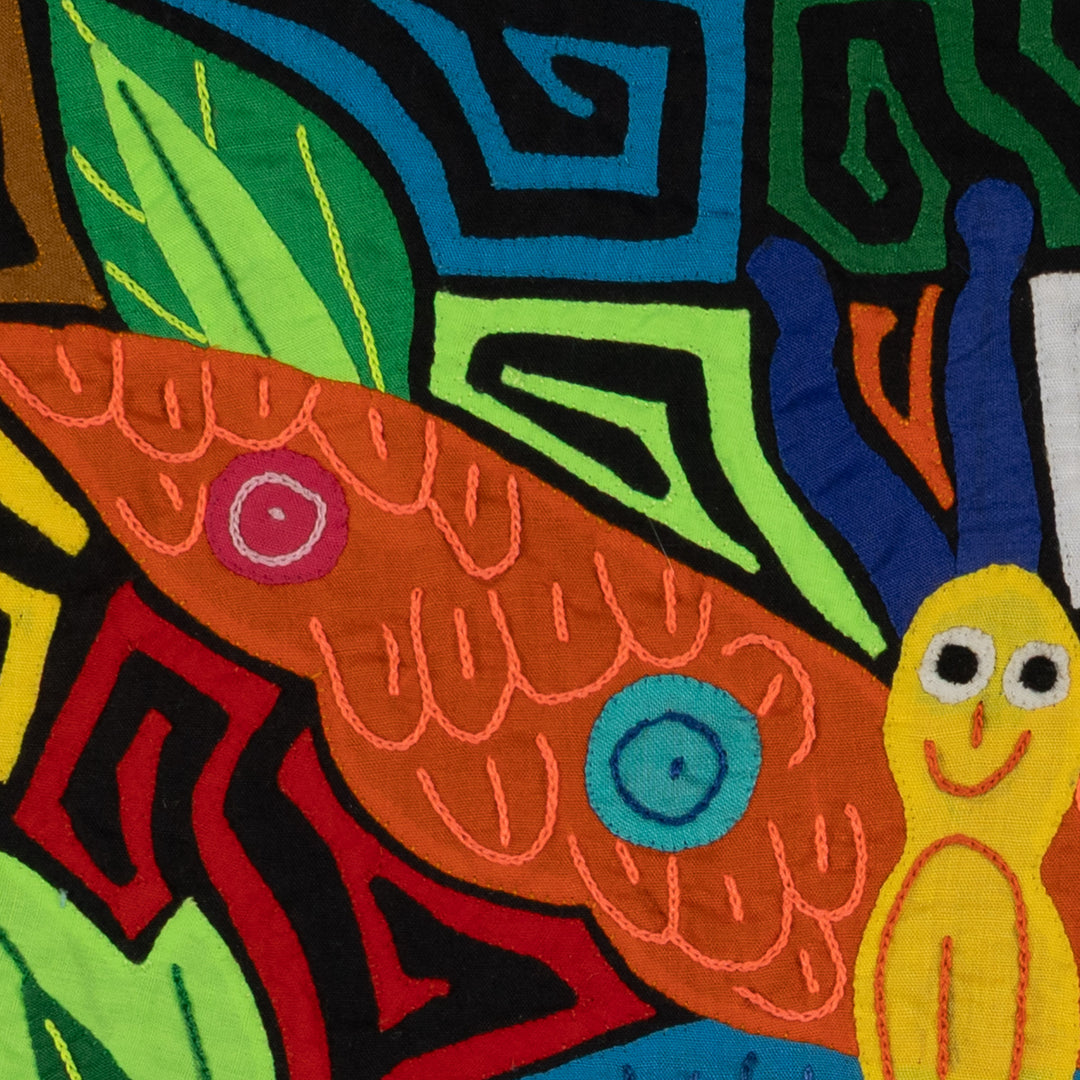 Fantasy Orange Blue And Yellow Happy Butterfly Mola