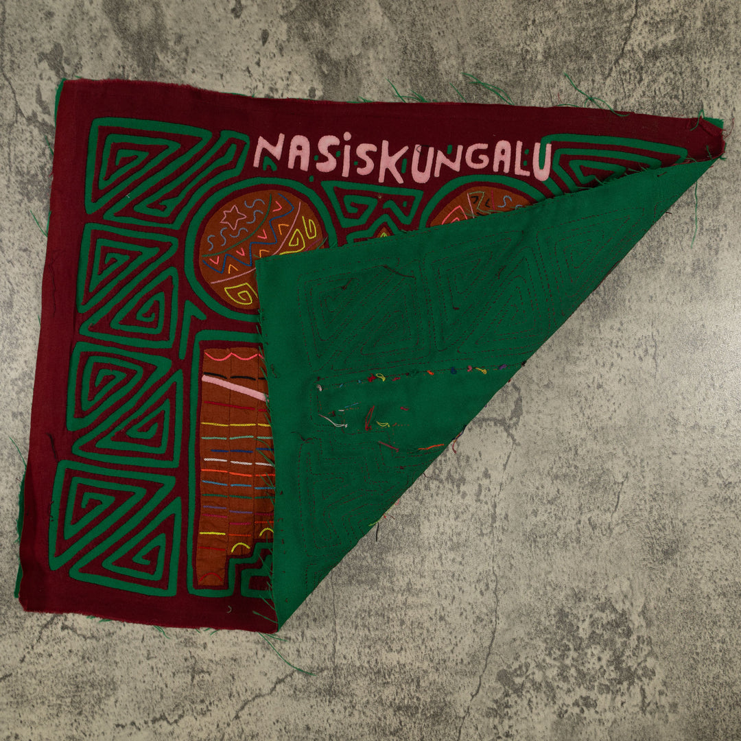 Traditional Burgundy and Green Musical Mola
