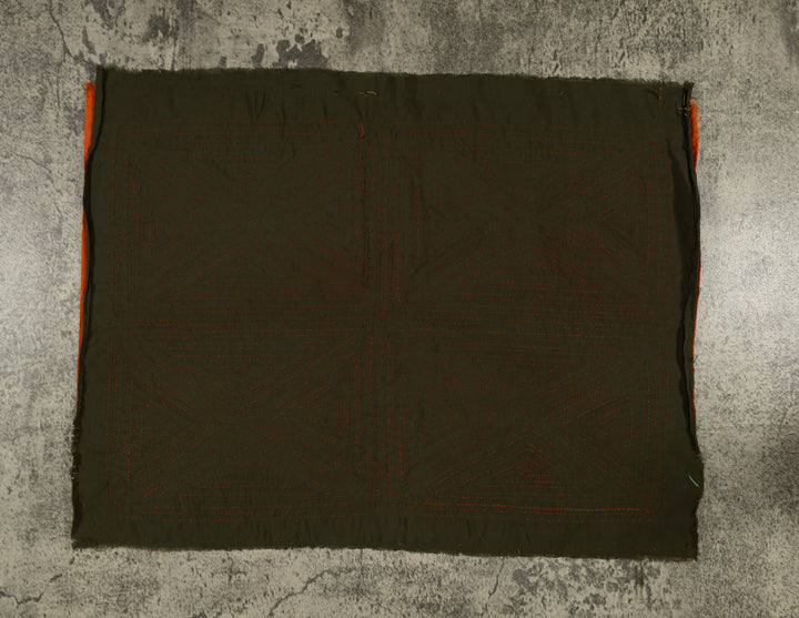 Vintage Orange And Black Four Square Mola