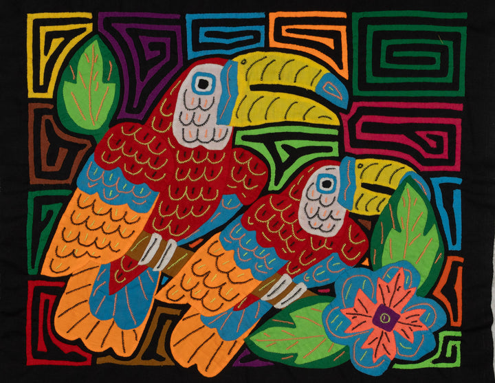 Fantasy Red Yellow And Orange Two Toucan Bird Mola