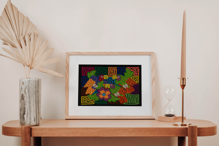 Fantasy Green And Orange Three Parrot Bird Mola