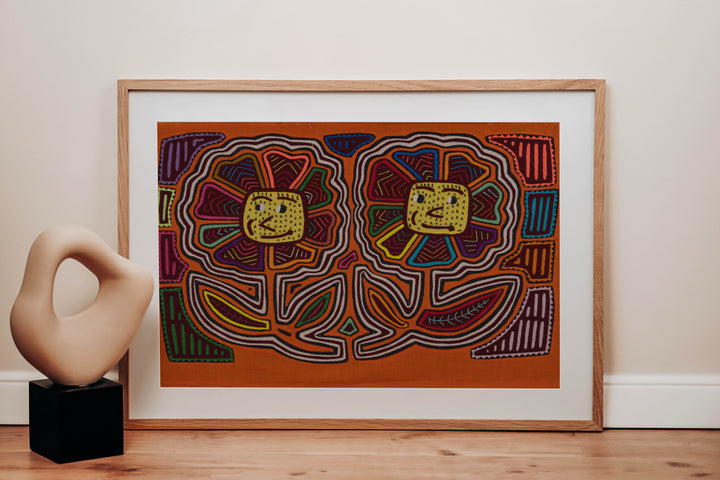 Traditional Orange And Yellow Sunflower Mola