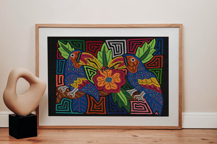 Fantasy Red Blue And Yellow Two Toucan Bird Mola