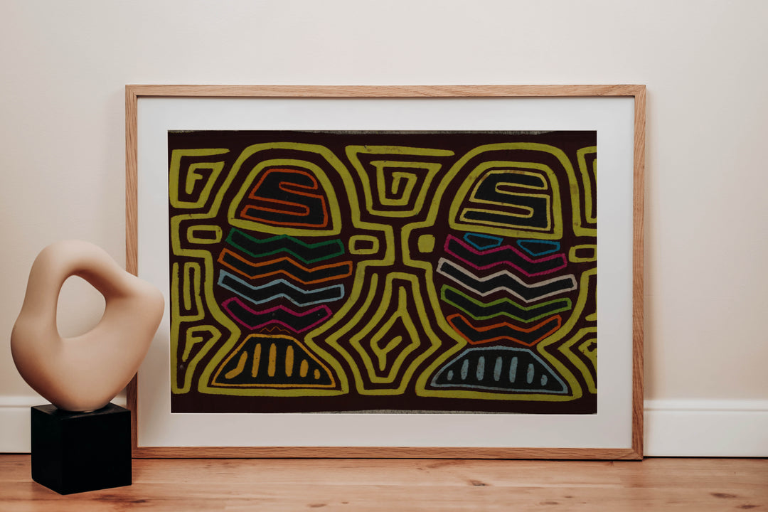 Traditional Yellow and Maroon Flower Basket Mola