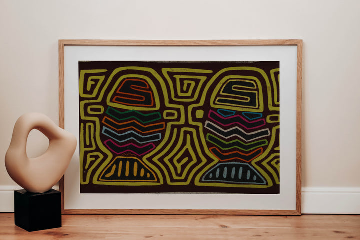 Traditional Yellow and Maroon Flower Basket Mola