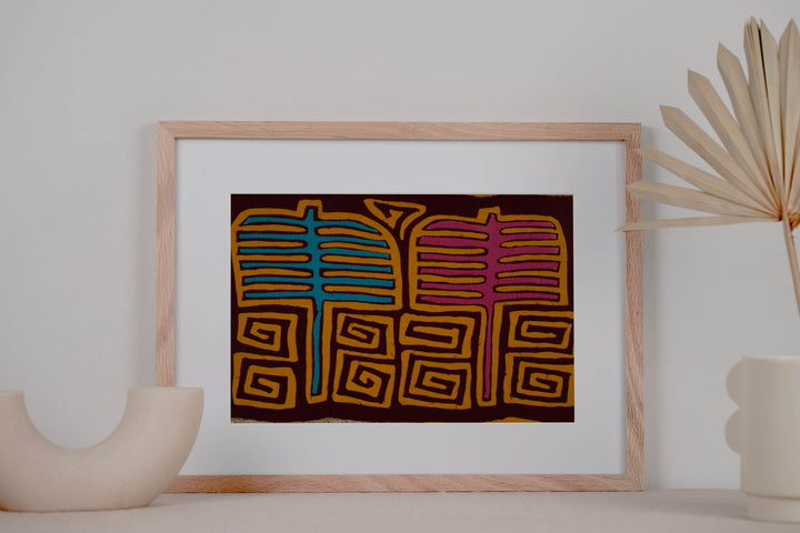 Traditional Turquoise Pink And Gold Classic Mola