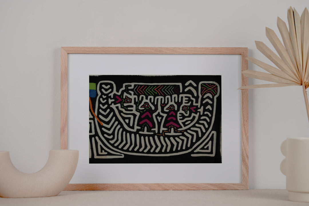 Classic Black And White Boat People Mola