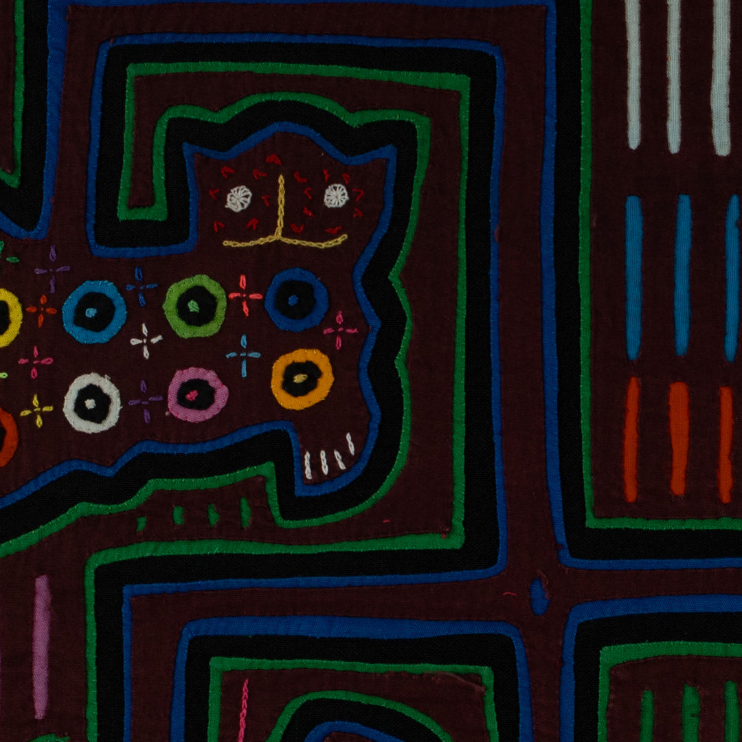 Maroon And Green Kitty Cat And Duck Mola