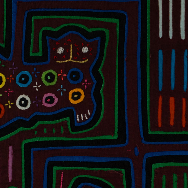 Maroon And Green Kitty Cat And Duck Mola