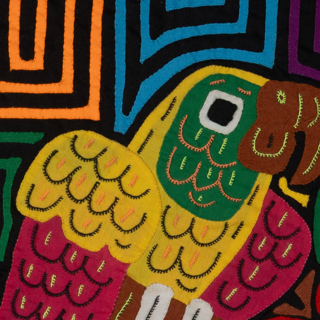 Fantasy Pink Yellow Blue And Orange Two Parrot Mola