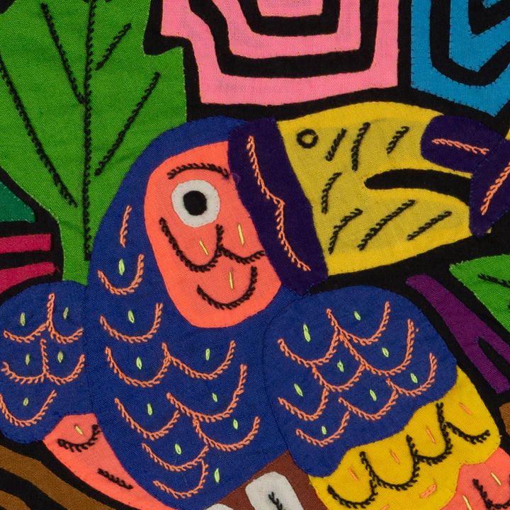 Fantasy Blue Orange And Green Two Toucan Mola