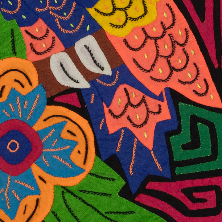 Fantasy Blue Orange And Green Two Toucan Mola