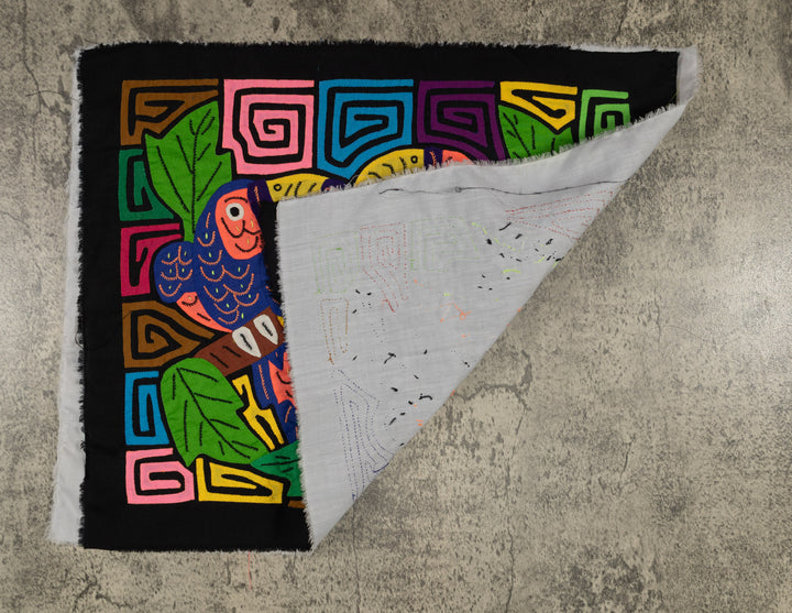 Fantasy Blue Orange And Green Two Toucan Mola