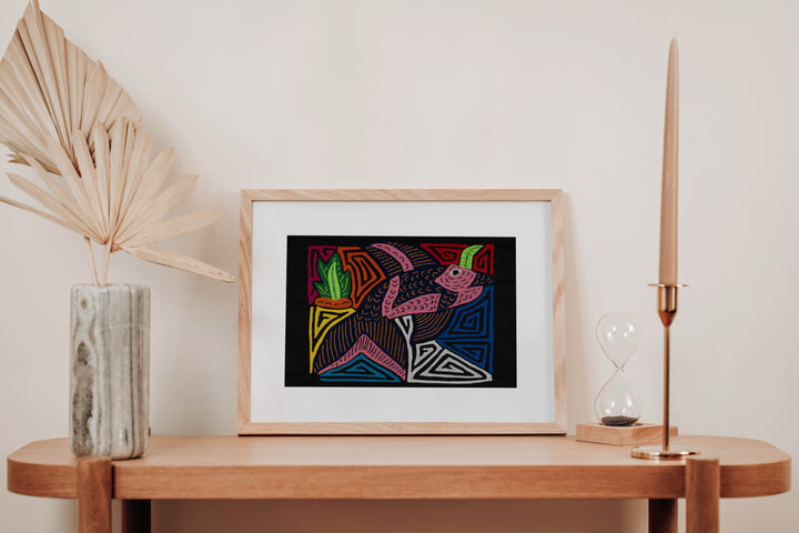 Fantasy Pink And Blue Dolphin Mola