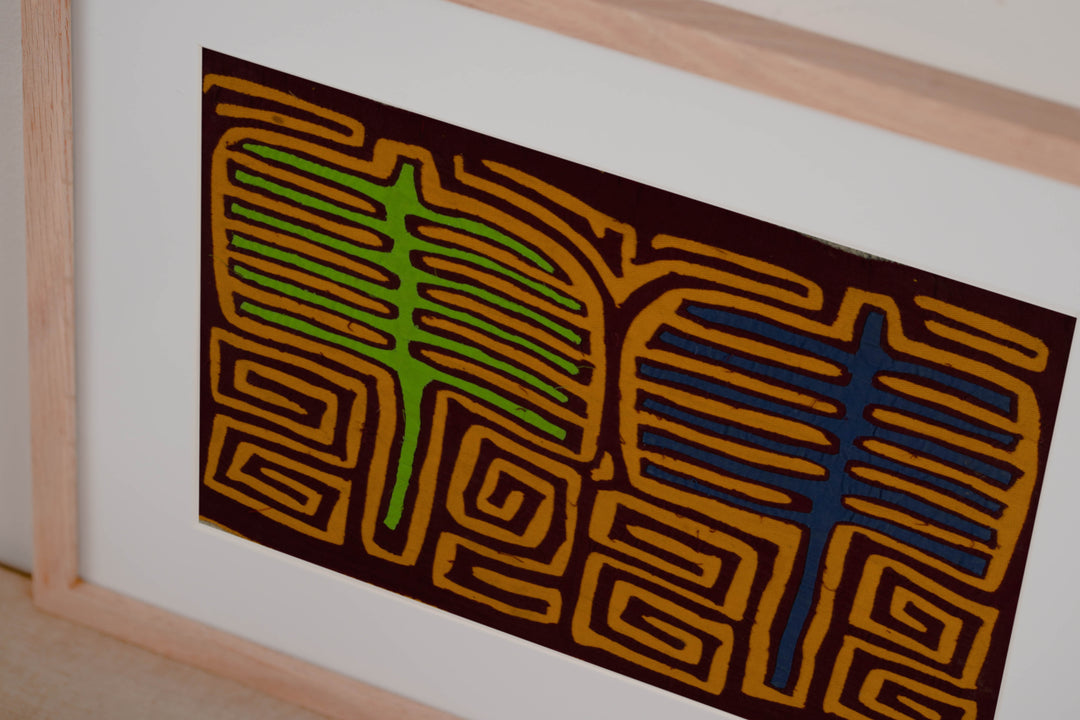 Traditional Blue Green And Gold Classic Mola