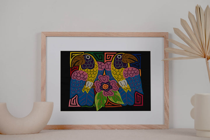 Fantasy Pink Blue And Yellow Two Toucan Parrot Bird Mola