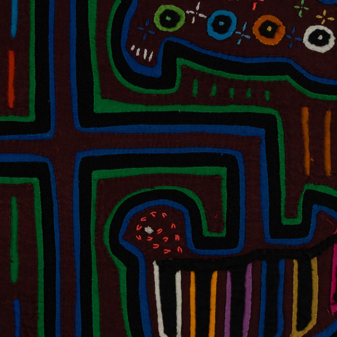 Maroon And Green Kitty Cat And Duck Mola