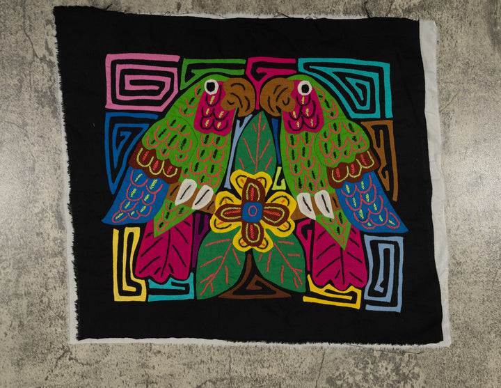 Tropical Parrots Facing Each Other Mola