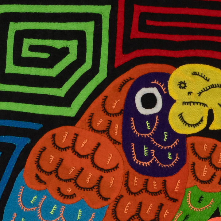 Fantasy Blue Orange And Green Two Parrot Mola