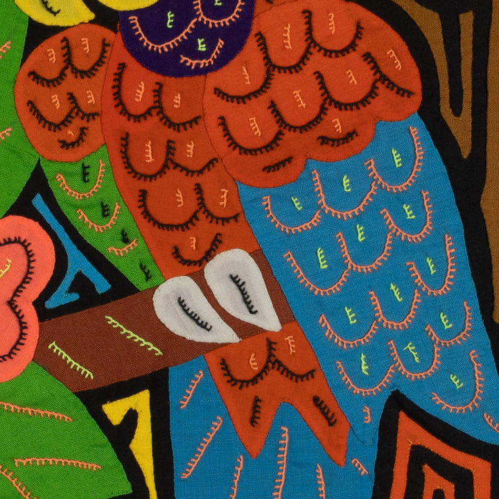 Fantasy Blue Orange And Green Two Parrot Mola