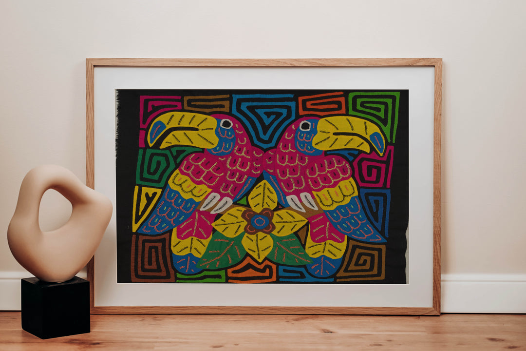 Fantasy Red Blue And Yellow Two Toucan Bird Mola