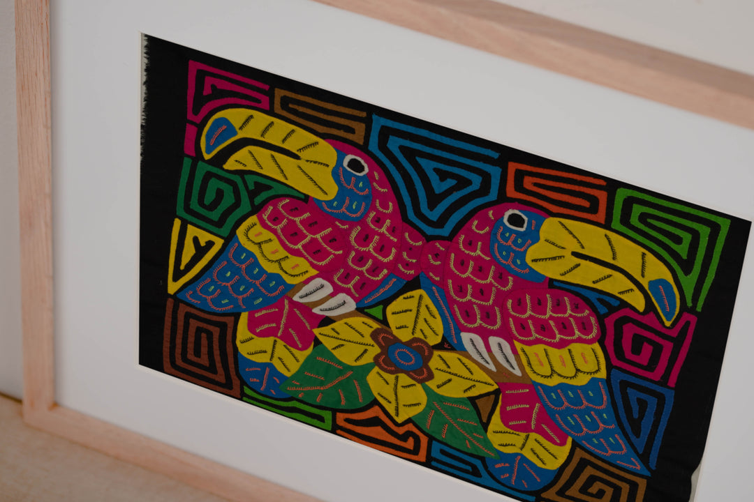 Fantasy Red Blue And Yellow Two Toucan Bird Mola