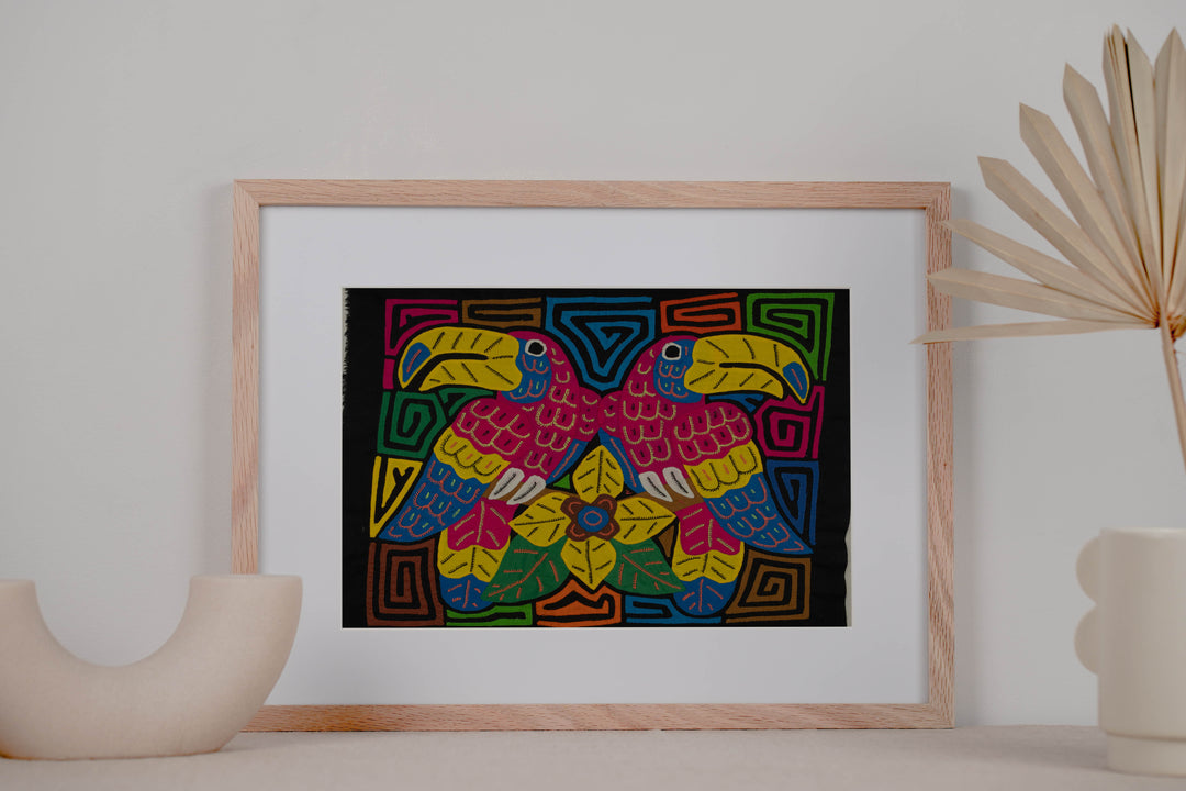 Fantasy Red Blue And Yellow Two Toucan Bird Mola