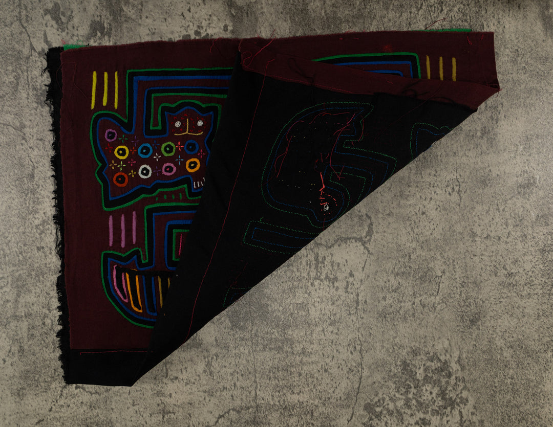 Maroon And Green Kitty Cat And Duck Mola