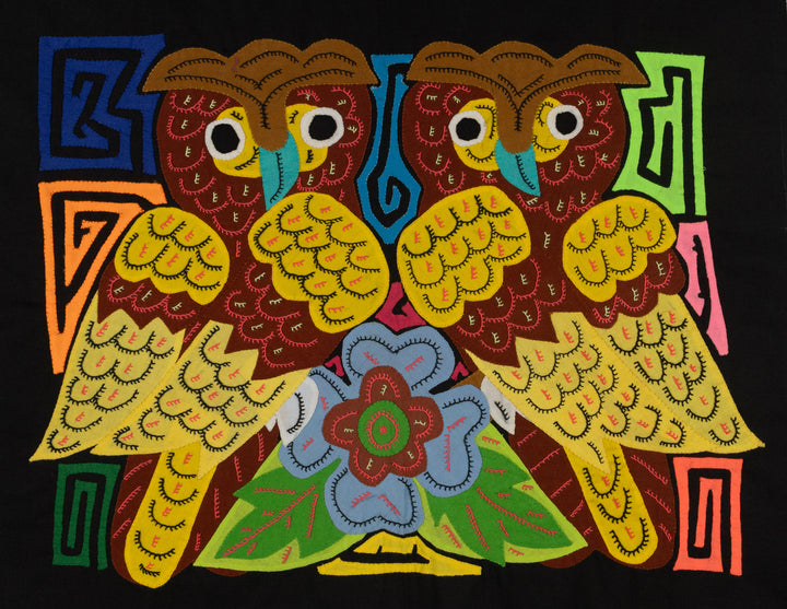 Fantasy Brown And Yellow Two Owl Bird Mola