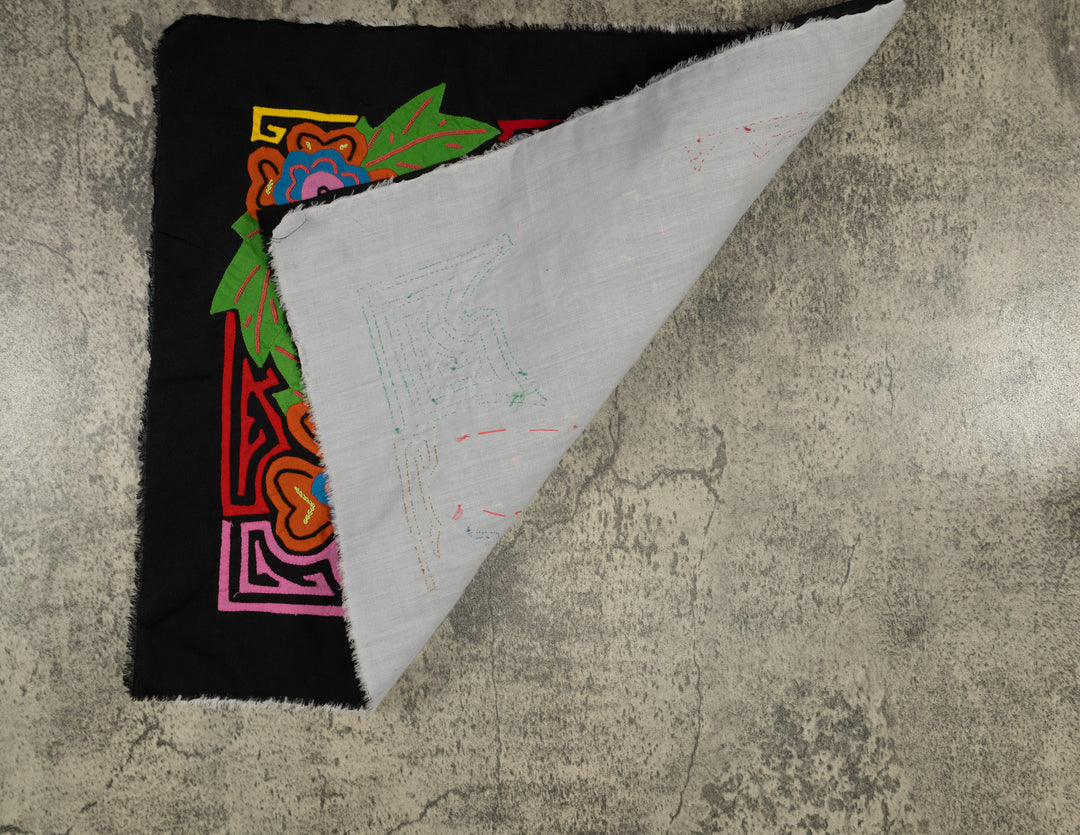 Bright Purple Toucan with Flowers Mola