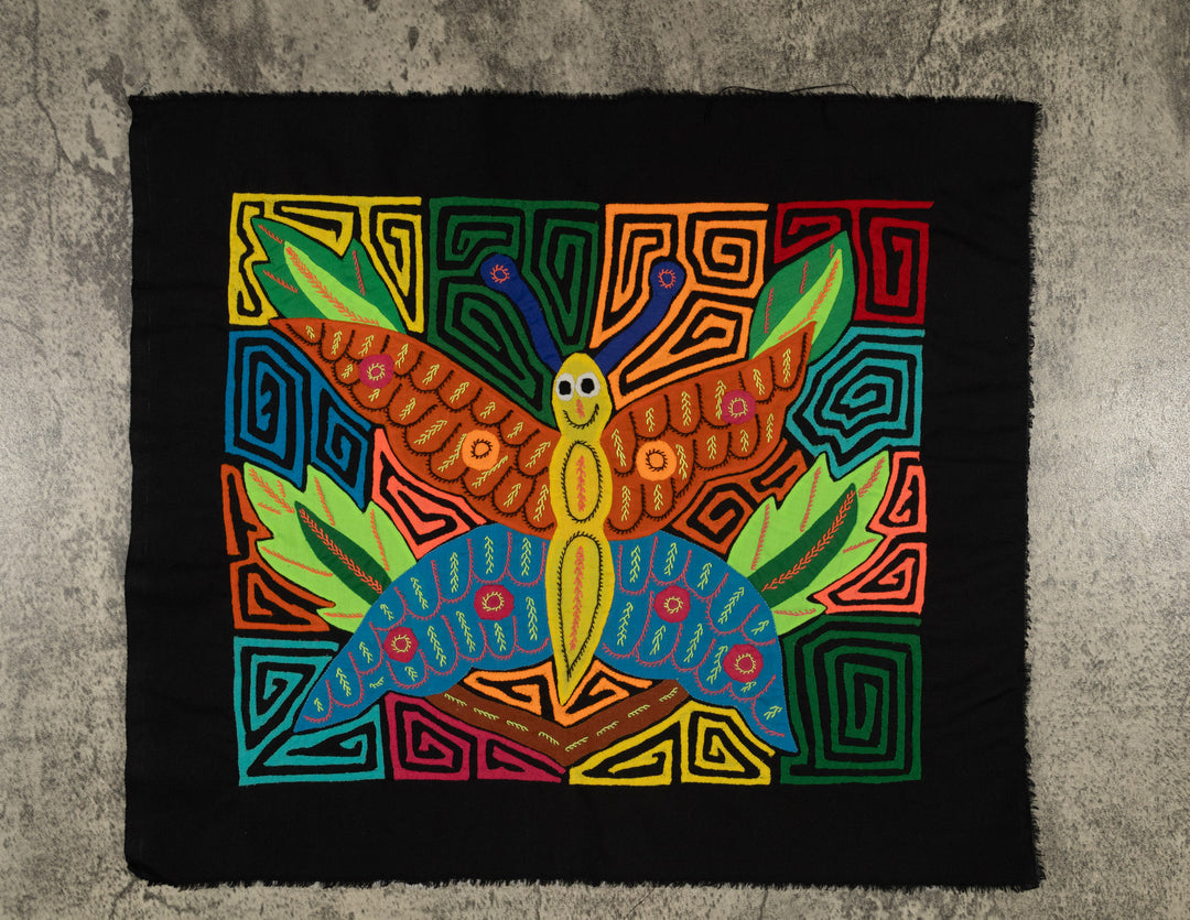 Fantasy Orange Blue And Yellow Jungle Butterfly Mola