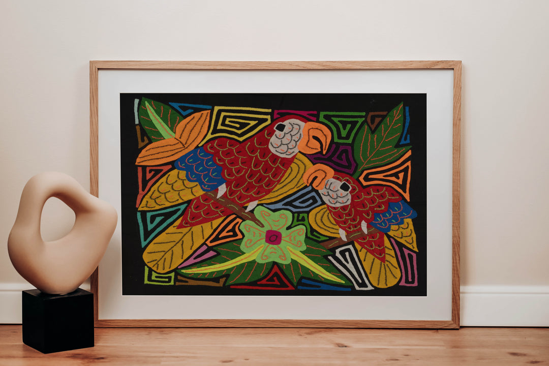 Fantasy Red Blue And Yellow Two Parrot Bird Mola