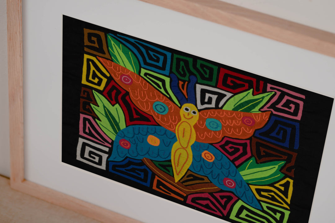 Fantasy Orange Blue And Yellow Happy Butterfly Mola