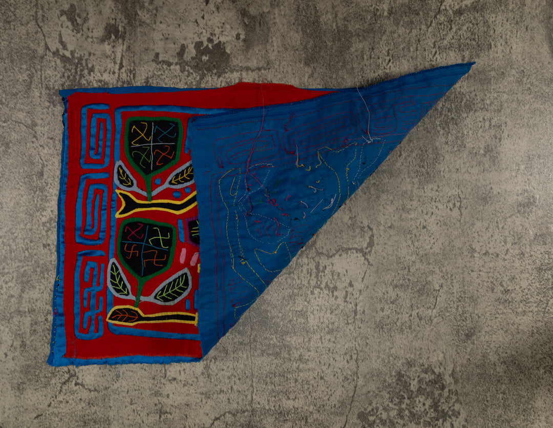 Vintage Red And Blue Autumn Leaf Mola