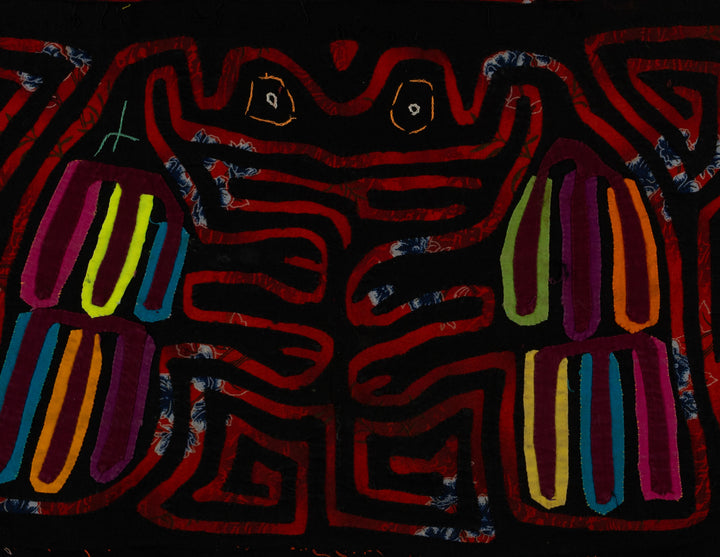 Vintage Black And Red Optical Illusion Frog Mola