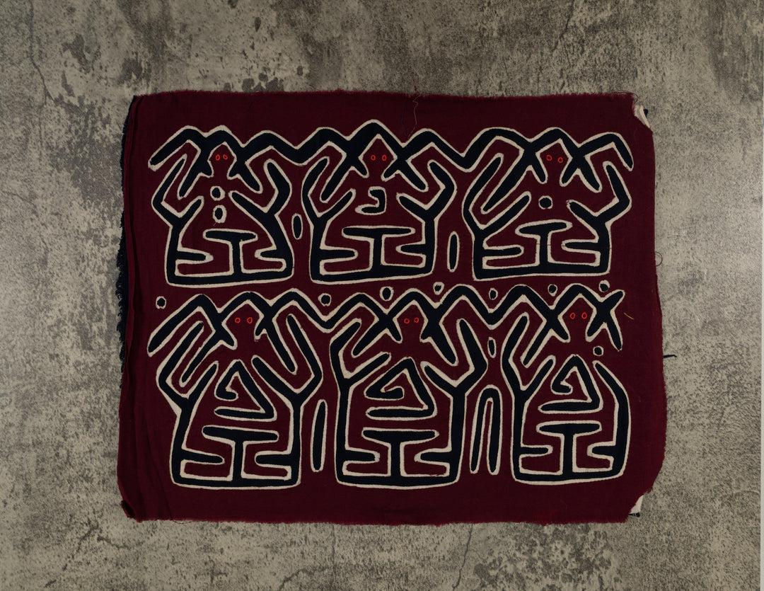 Burgundy White And Black Conga Dance Mola