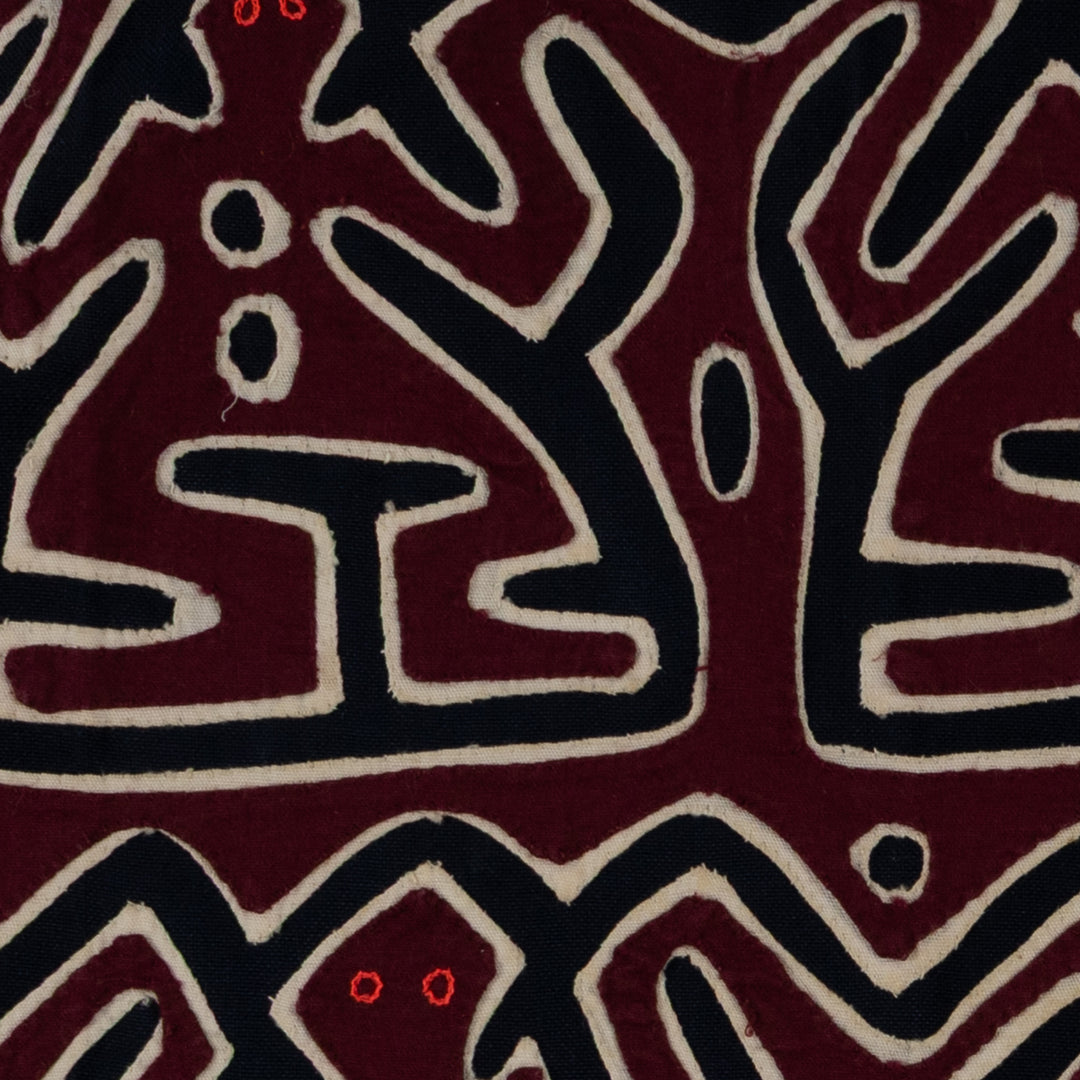 Burgundy White And Black Conga Dance Mola