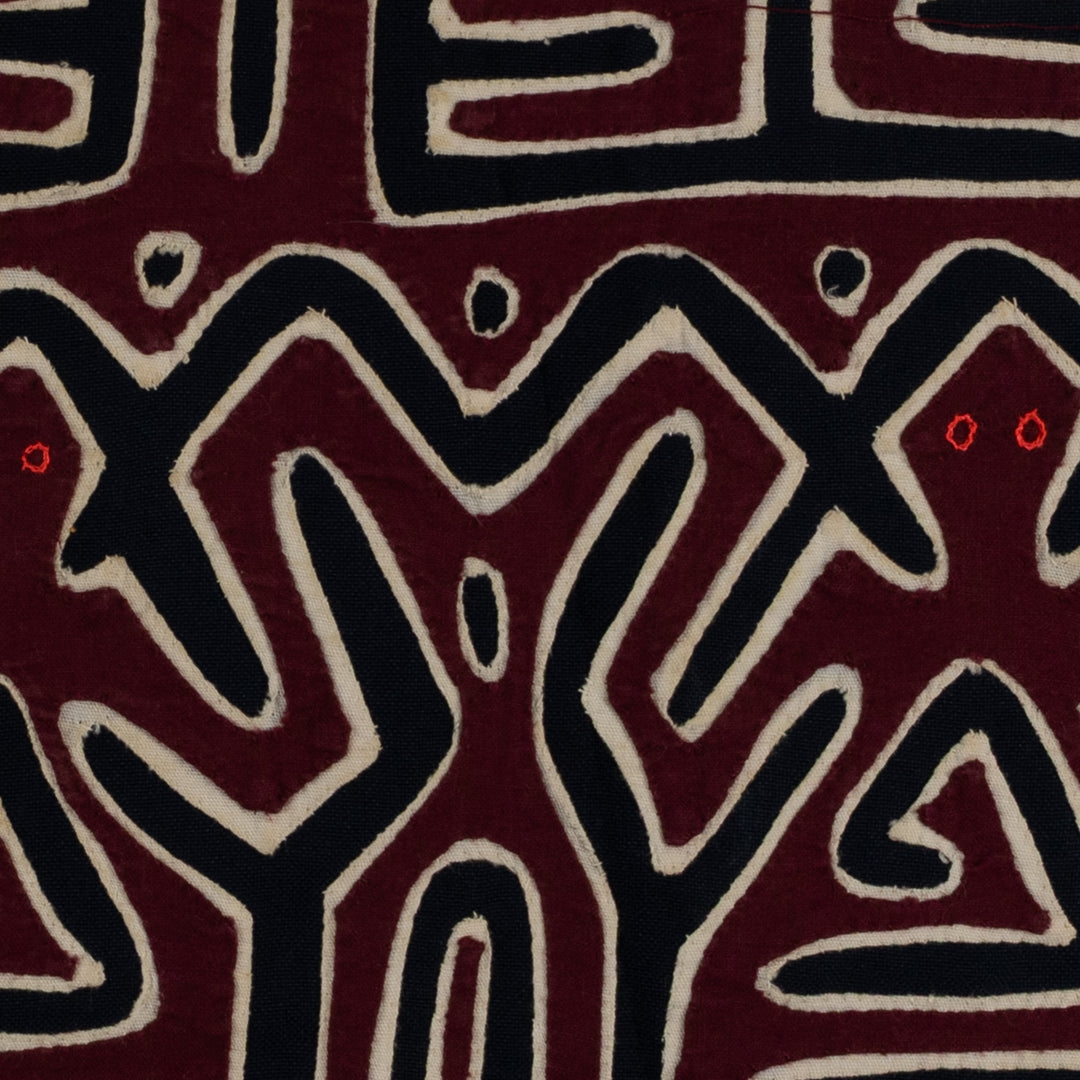 Burgundy White And Black Conga Dance Mola