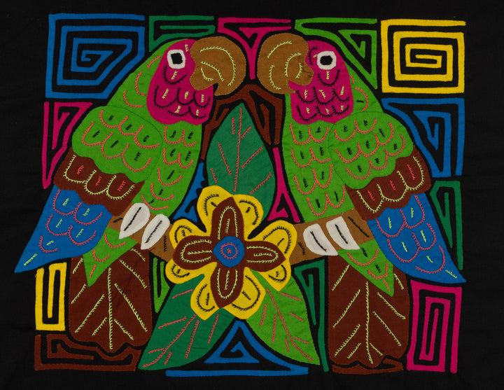 Fantasy Green And Pink Two Parrot Bird Mola