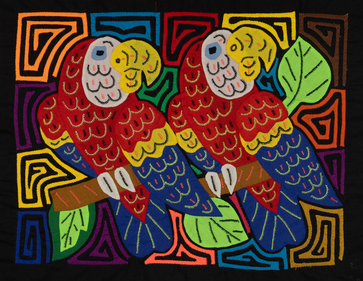 Fantasy Red Blue And Yellow Two Parrot Mola