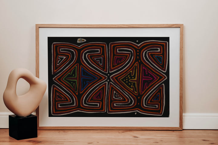 Traditional Black White And Orange Classic Design Mola
