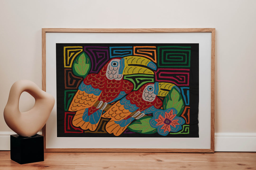 Fantasy Red Yellow And Orange Two Toucan Bird Mola