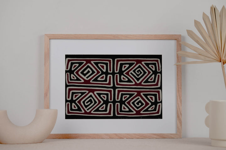 Traditional Burgundy Black And White Classic Design Mola