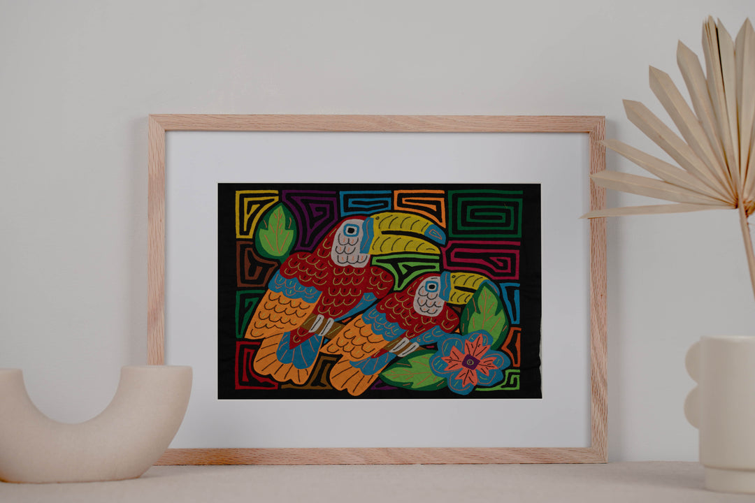 Fantasy Red Yellow And Orange Two Toucan Bird Mola