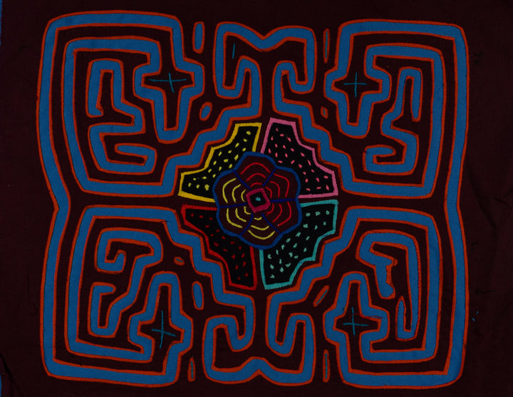 Maroon And Blue Floral Flower Mola