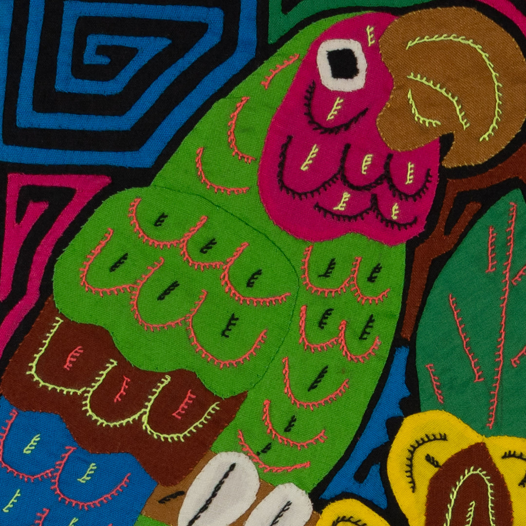 Fantasy Green And Pink Two Parrot Bird Mola